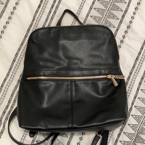 Black Faux Leather Mini Backpack